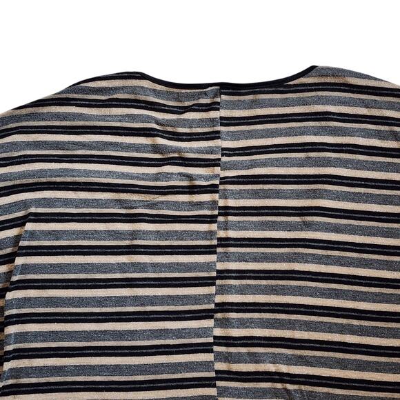 Black N White Womens Dolman Sweater Size 2XL Striped Fringe Short Sleeve - Picture 8 of 10